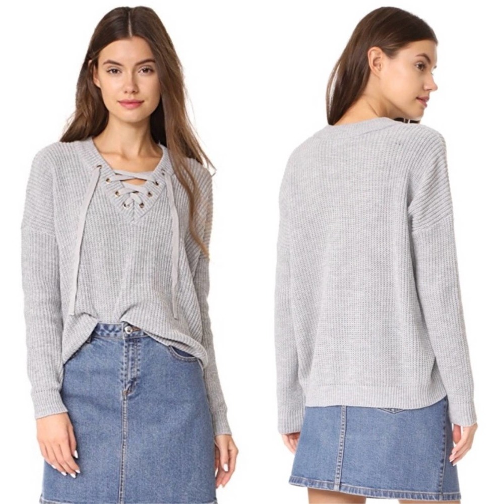 Jack by BB Dakota Lace Up Knit Sweater